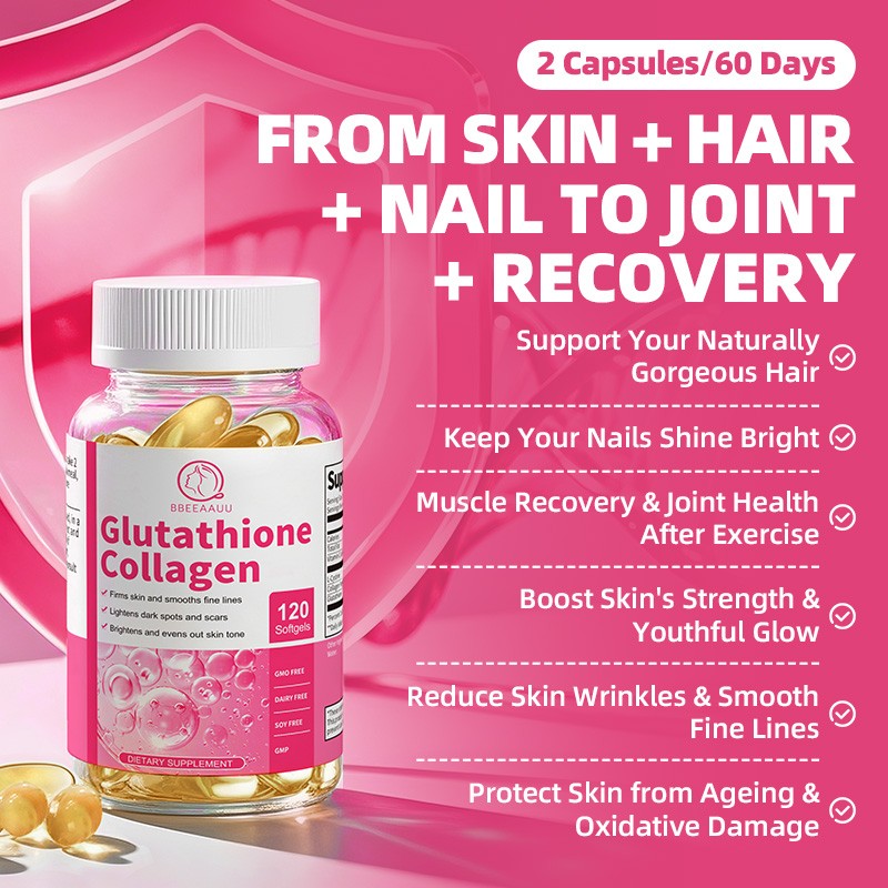 Glutathione Collagen Softgels Vitamin C Antioxidant Skin Lightening Support