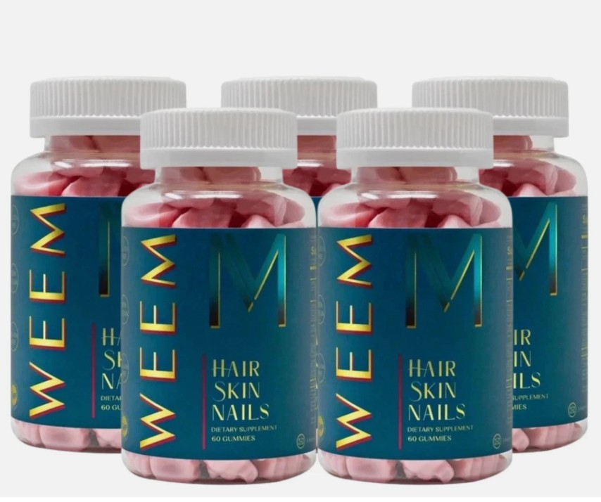 5 pack WEEM Hair Skin and Nails Gummies, Vegan biotin Vitamins, Healthy Hair US