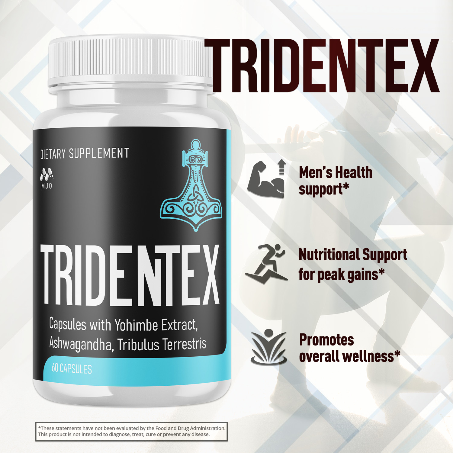 (3 Pack) Tridentex Advanced Male Health Support Formula Triden Tex 180 Capsules