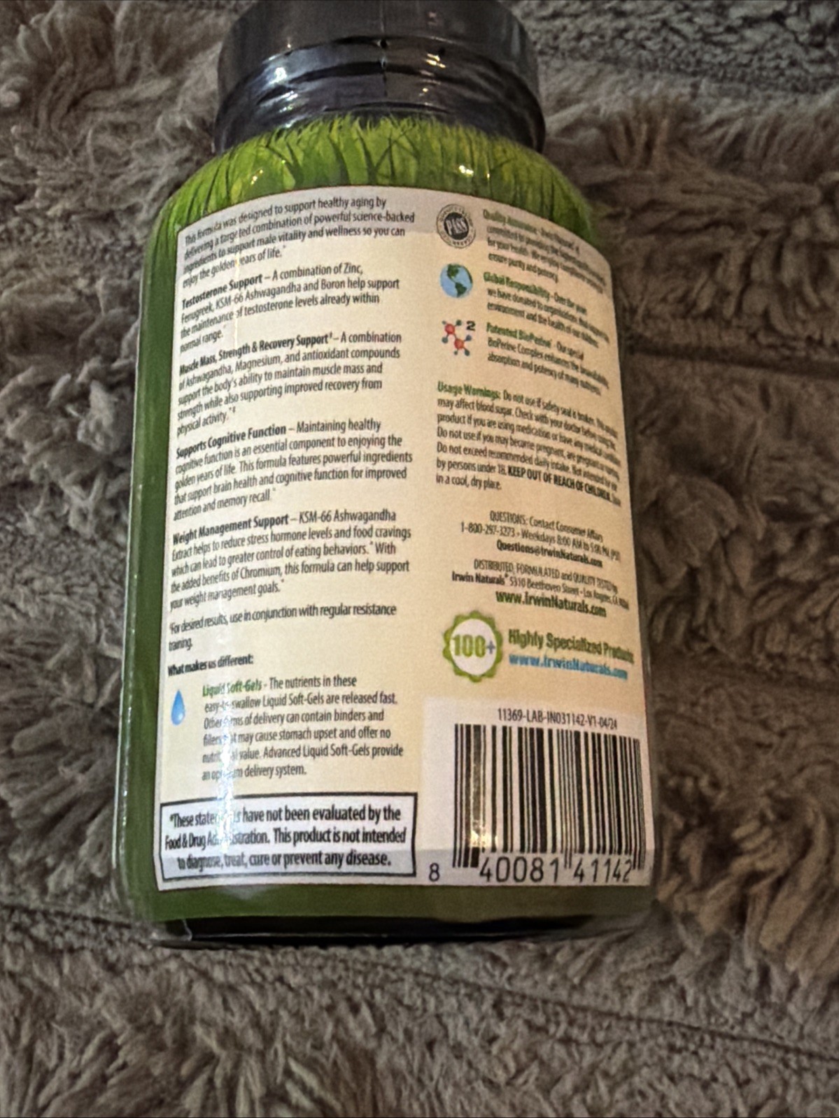 Irwin Naturals Test UP for Men 60+, 60 Liquid Softgels – 03/2027 Fresh!