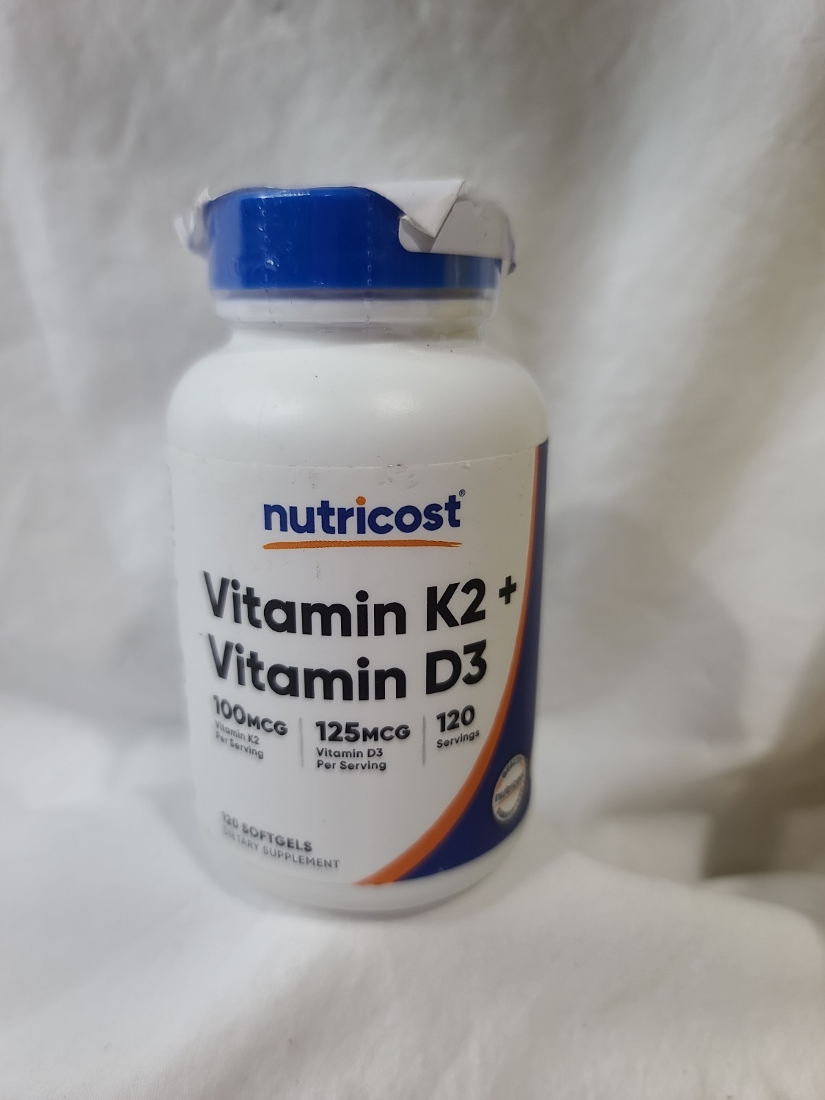 Nutricost Vitamin K2 (100mcg) + Vitamin D3 (5000 IU) 120 Softgels – Gluten Free.