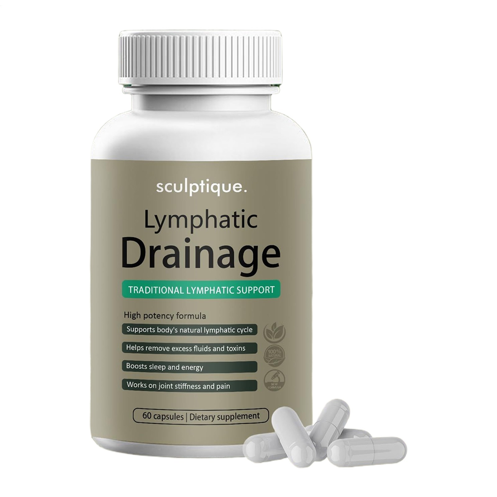 3 Packs Sculptique Lymphatic Drainage Capsules, Lymphatic Drainage, 60 Capsules
