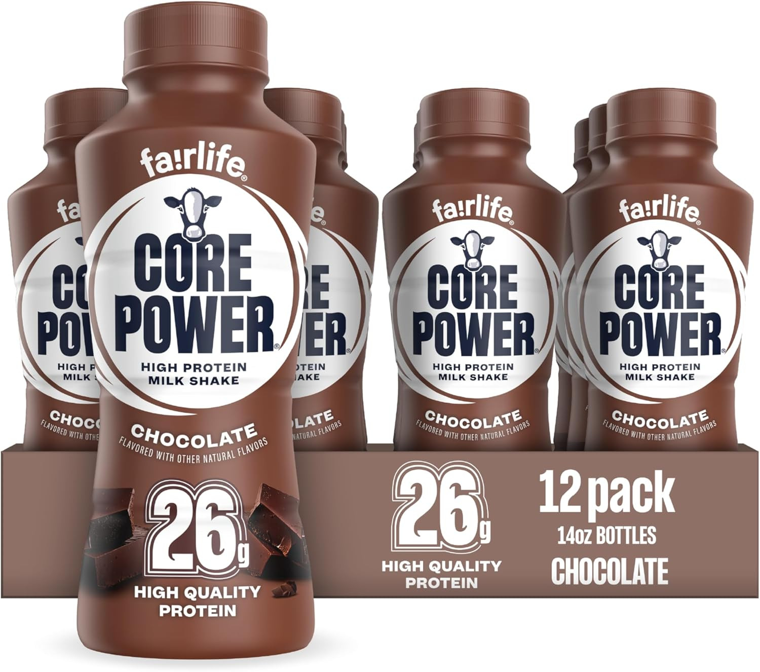Protein Shake, Chocolate, 26G Bottle, 14Oz, 12 Pack