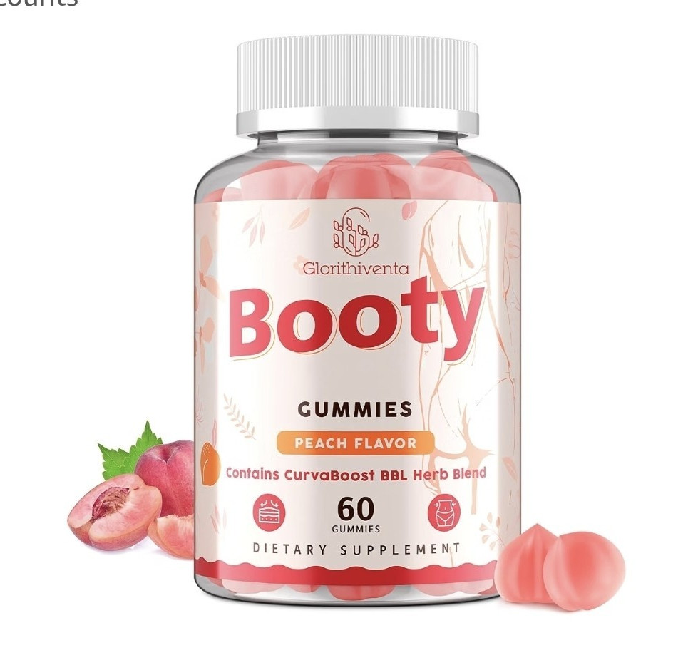 Glorithiventa Booty Gummies Peach Flavor Women’s Muscle Growth & Energy 60 Ct