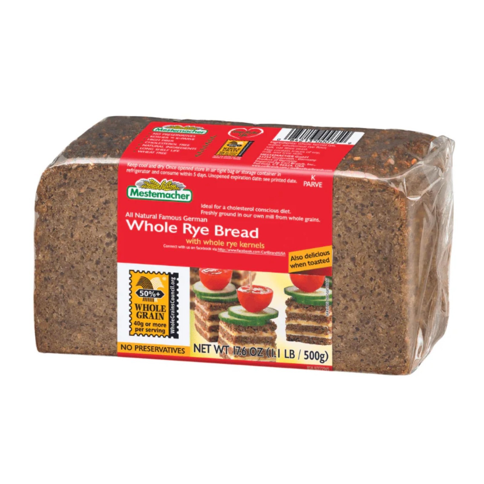 High Fiber Bread Variety Pack – Organic Three Grain, Pumpernickel & Whole Rye, 3