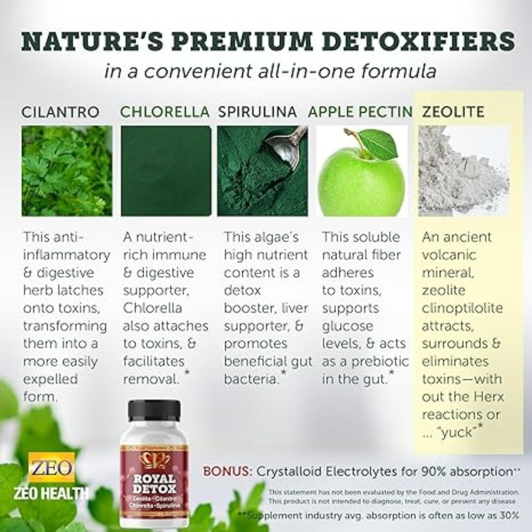 Royal Detox – All-in-One Cleanse | Zeolite Cilantro Chlorella Spirulina Apple…