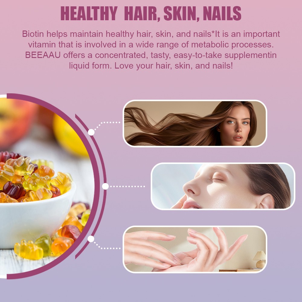 Biotin Beauty Gummies 60 Count Hair Skin Nails Support