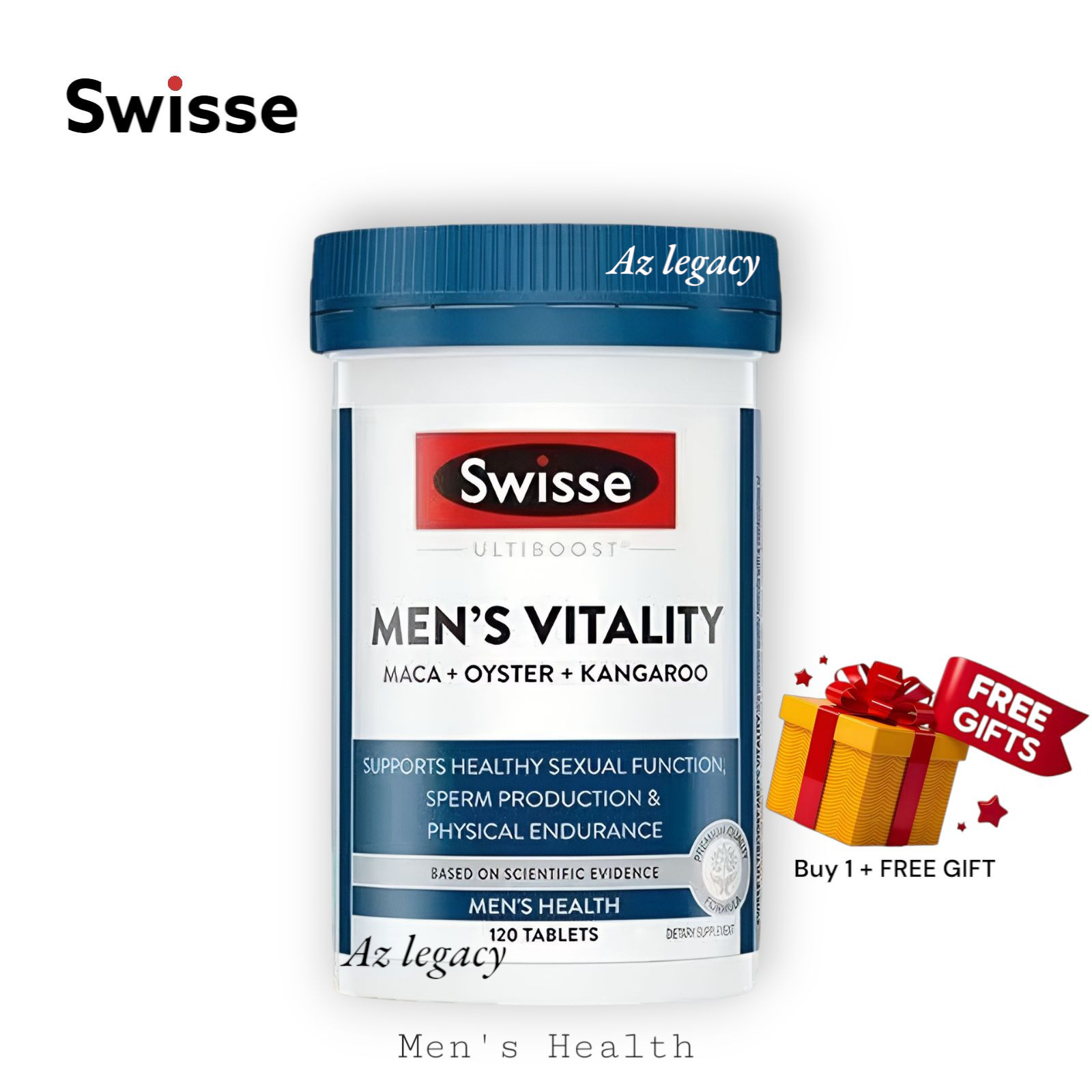 Swisse Ultiboost Men’s Vitality Maca + Oyster + Kangaroo 120 Tablets + FREE GIFT