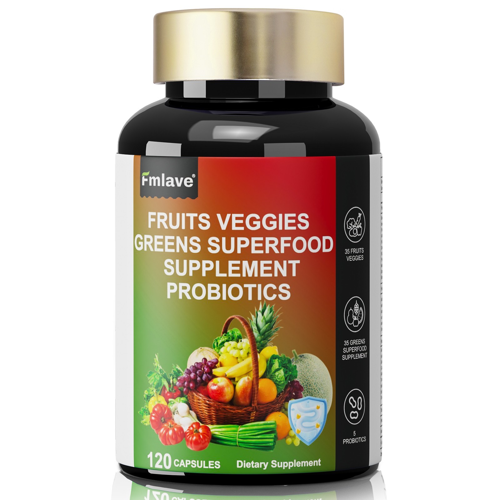 Super Fruit & Vegetable Supplements – Organic Whole Superfood & Probiotics 120ct