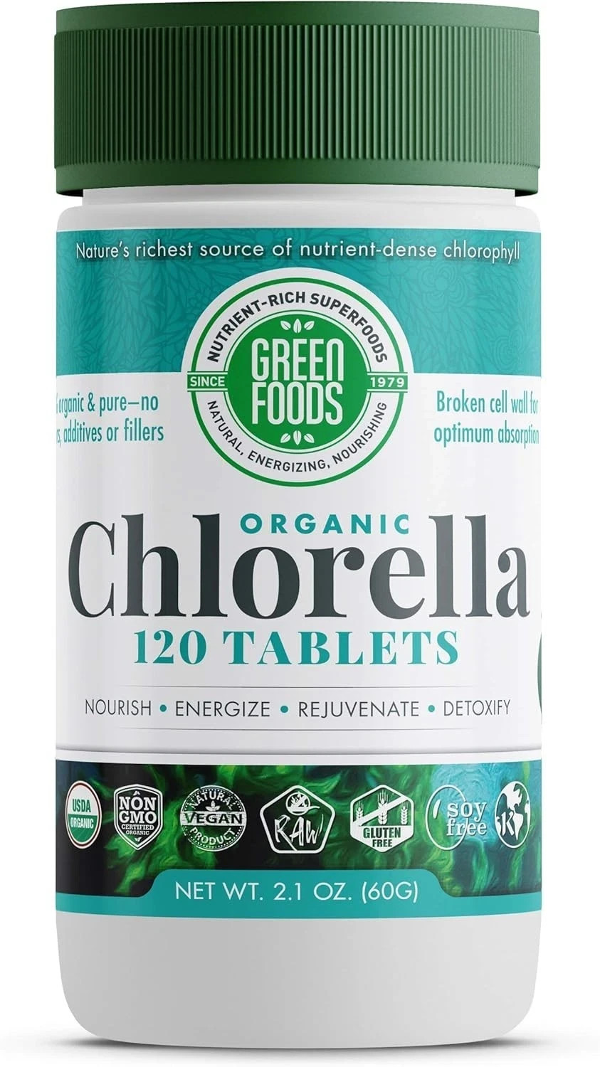 Green Foods – Organic Chlorella (500 mg) • 120 Tablets Each (Pack of 4)