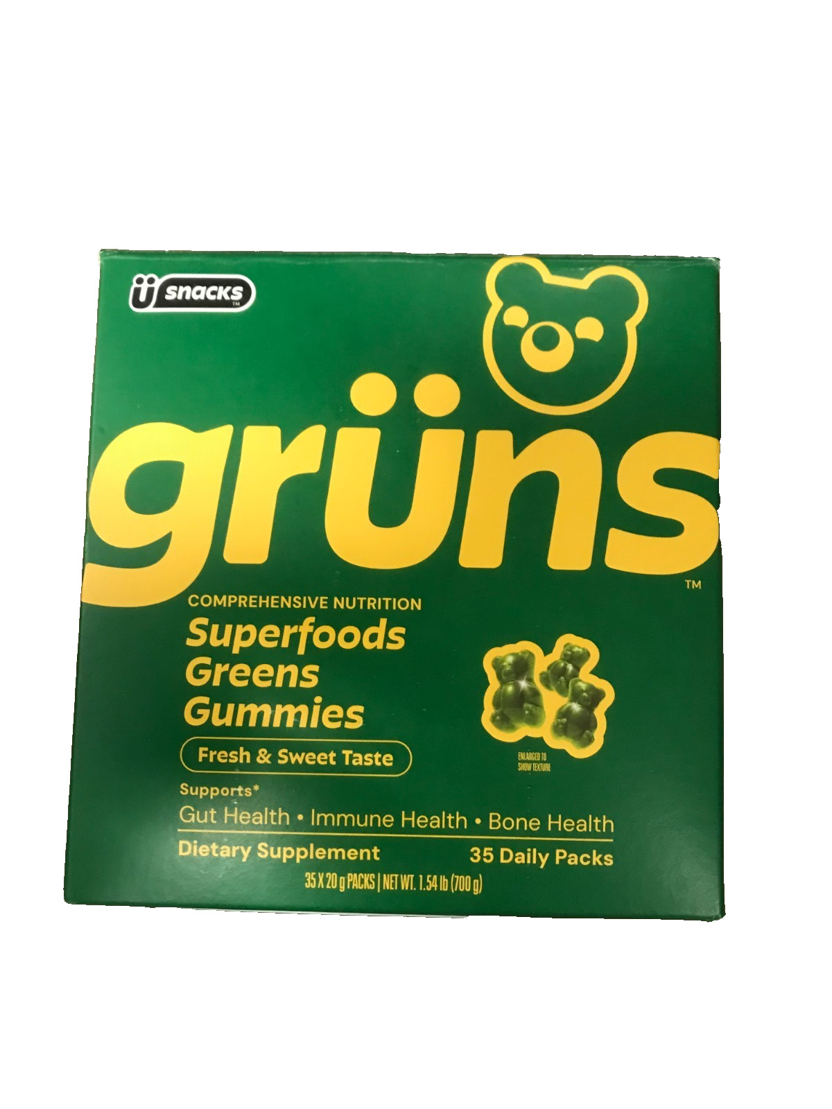 Grüns Adult Greens Gummies Superfood Multivitamin, 35 Daily Packs. NEW