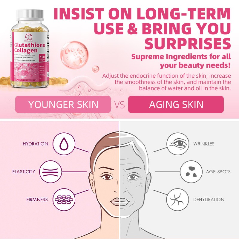 Glutathione Collagen Softgels Vitamin C Antioxidant Skin Lightening Support