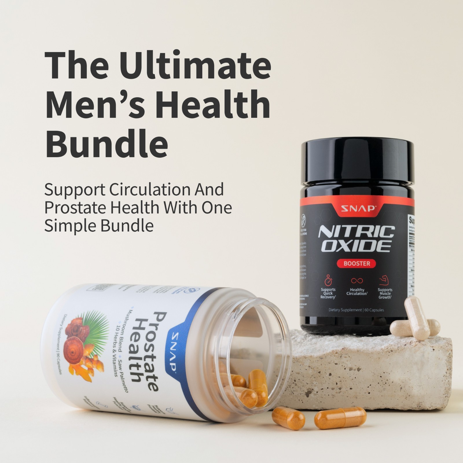 SNAP Nitric Oxide Enhancer Supplement & Prostate Wellness Bundle Saw Palmetto