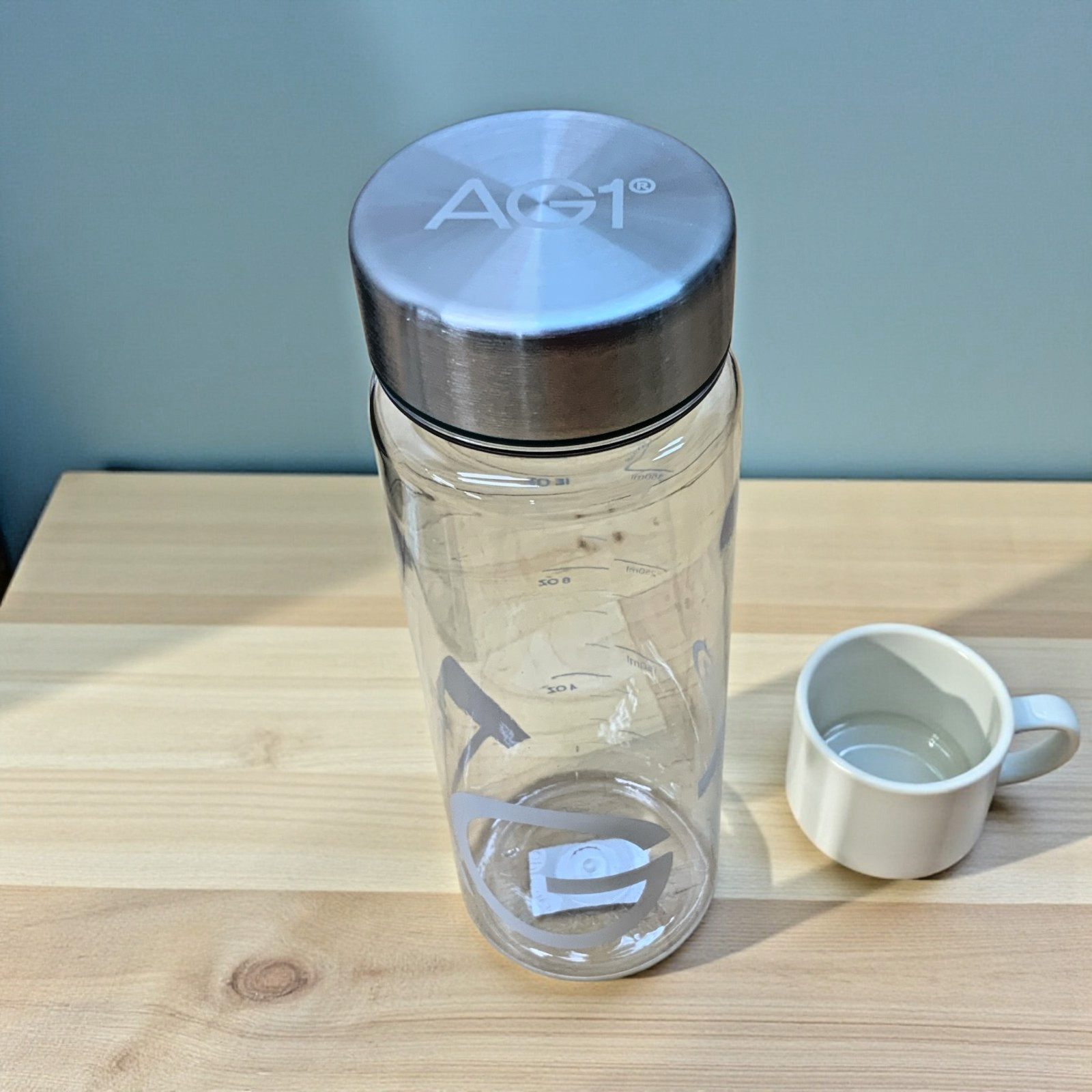 AG1 Athletic Greens Stainless Steel Canister with Metal Scoop & Shaker Bottle