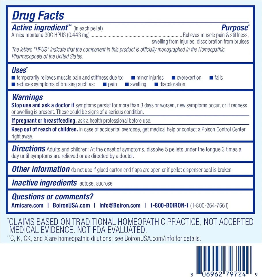 Boiron Arnica Montana 30C Homeopathic Medicine for Relief from Muscle Pain – 232