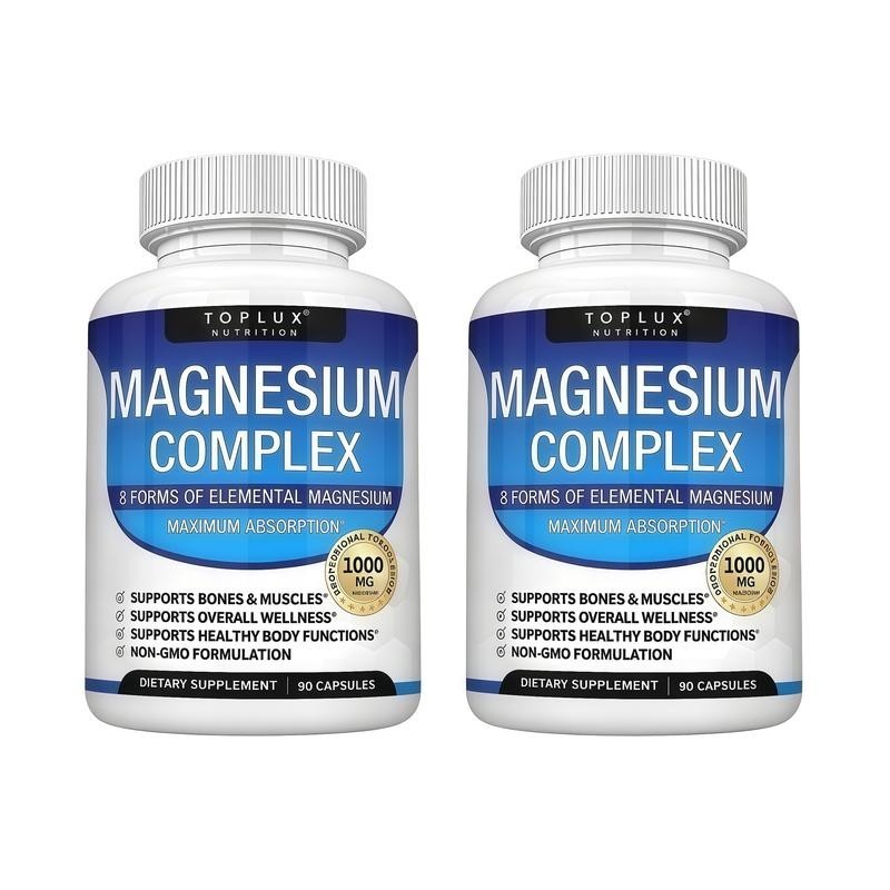 2X Formula Magnesium TopLux Types 7 1000mg, for Sleep, Muscle & Bone,90 Capsules