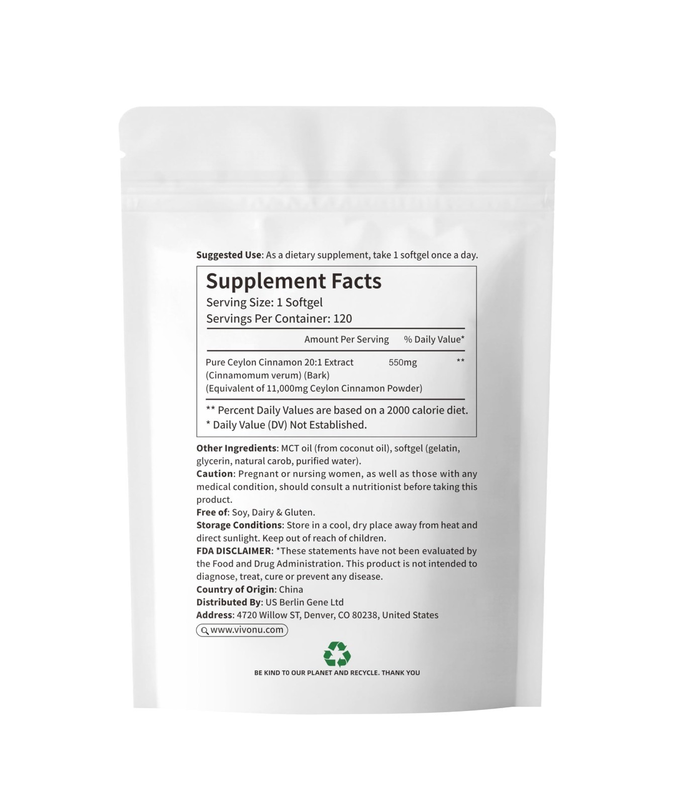 Organic Ceylon Cinnamon & MCT Oil Softgels – 120 Count, Energy & Metabolism Boos