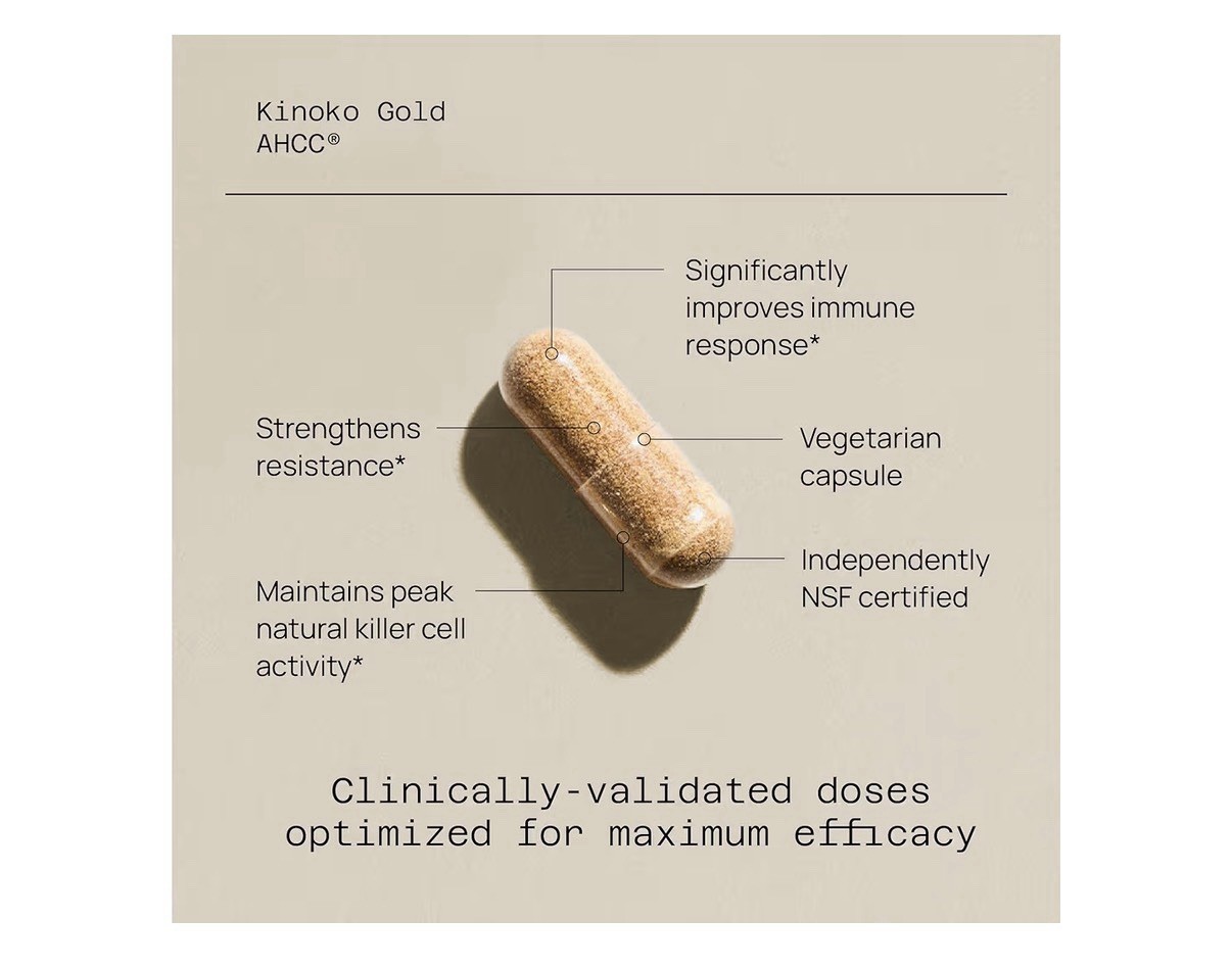 2 Packs Quality of Life Kinoko Gold AHCC Immune Support 120 Capsules