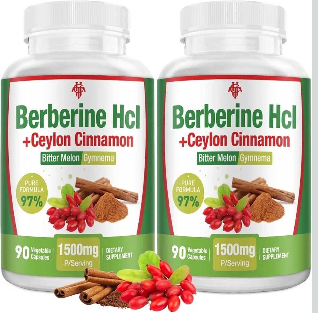 Berberine Hcl +ceylon Cinnamon Bitter Melón Gymnema 1500 Mg 90 Capsules PacK 2