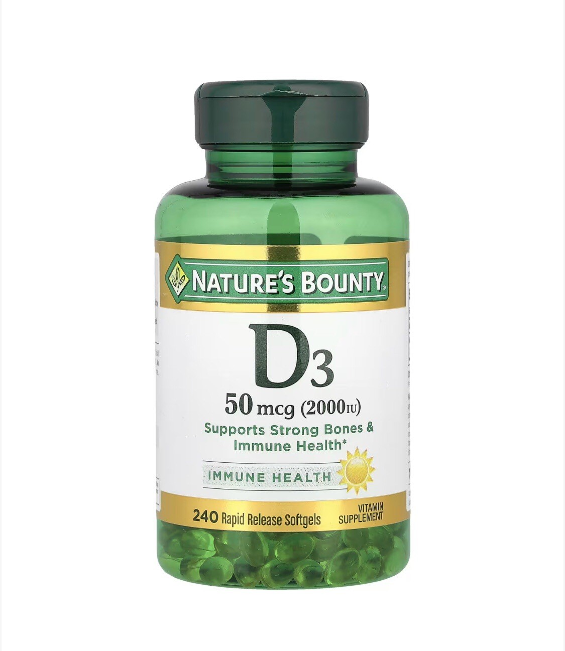 Nature’s Bounty Vitamin D3 2000 IU 240 Softgels {Exp:10/2028+}