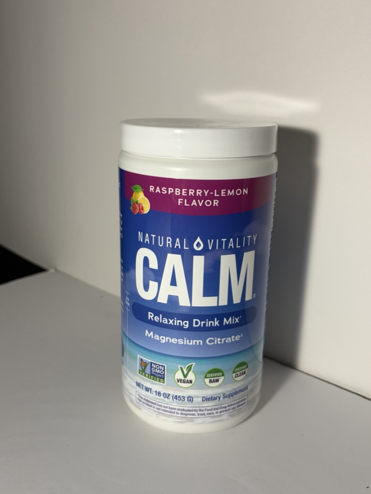 Natural Vitality CALM Magnesium Citrate Drink Mix Raspberry-Lemon 16 oz 325mg