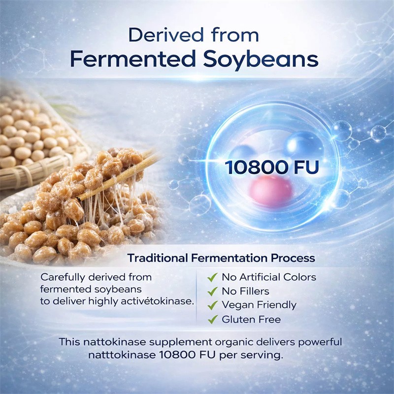 Quality Nattokinase Supplement – 10800 FU 60 Capsules Per Serving Heart Circulat