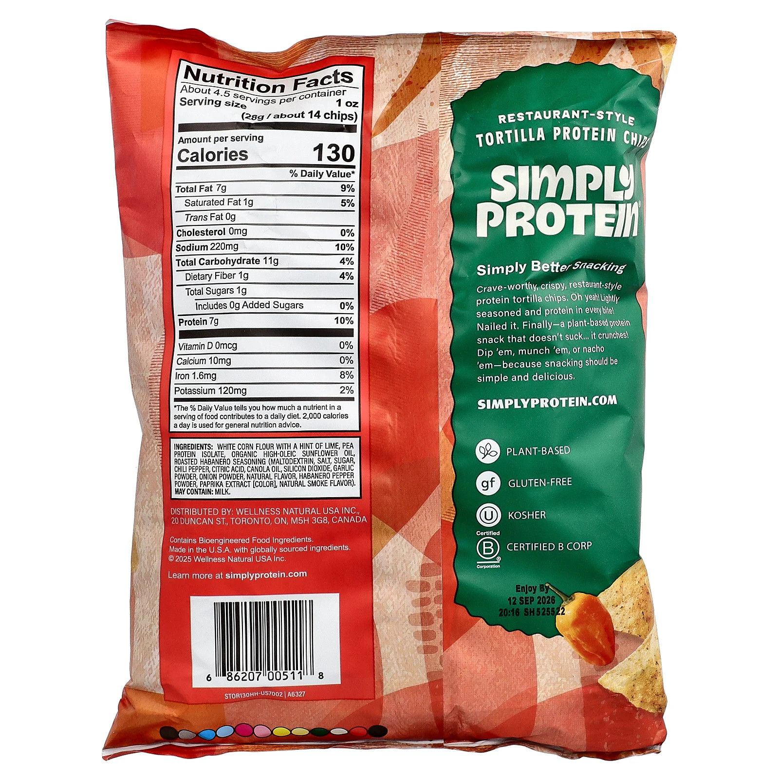 Restaurant-Style Tortilla Protein Chips, Habanero, 4.58 oz (130 g)