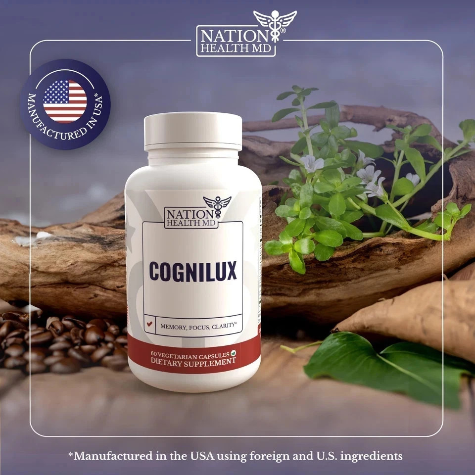 NATION HEALTH MD Cognilux Brain Support Supplement with Niacin, Pack of 1.