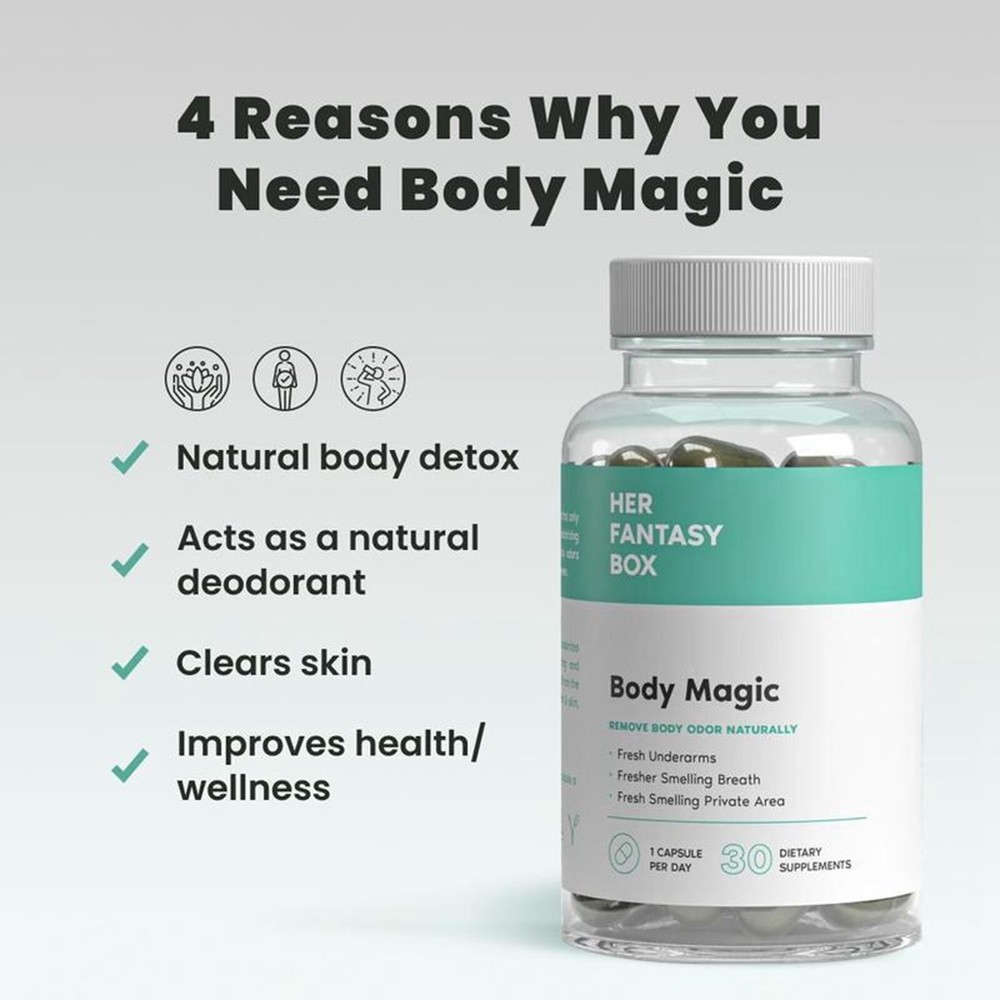 Her body Box Fantasy Magic Chlorophyll 30 Softgels – Removes Body odor – USA