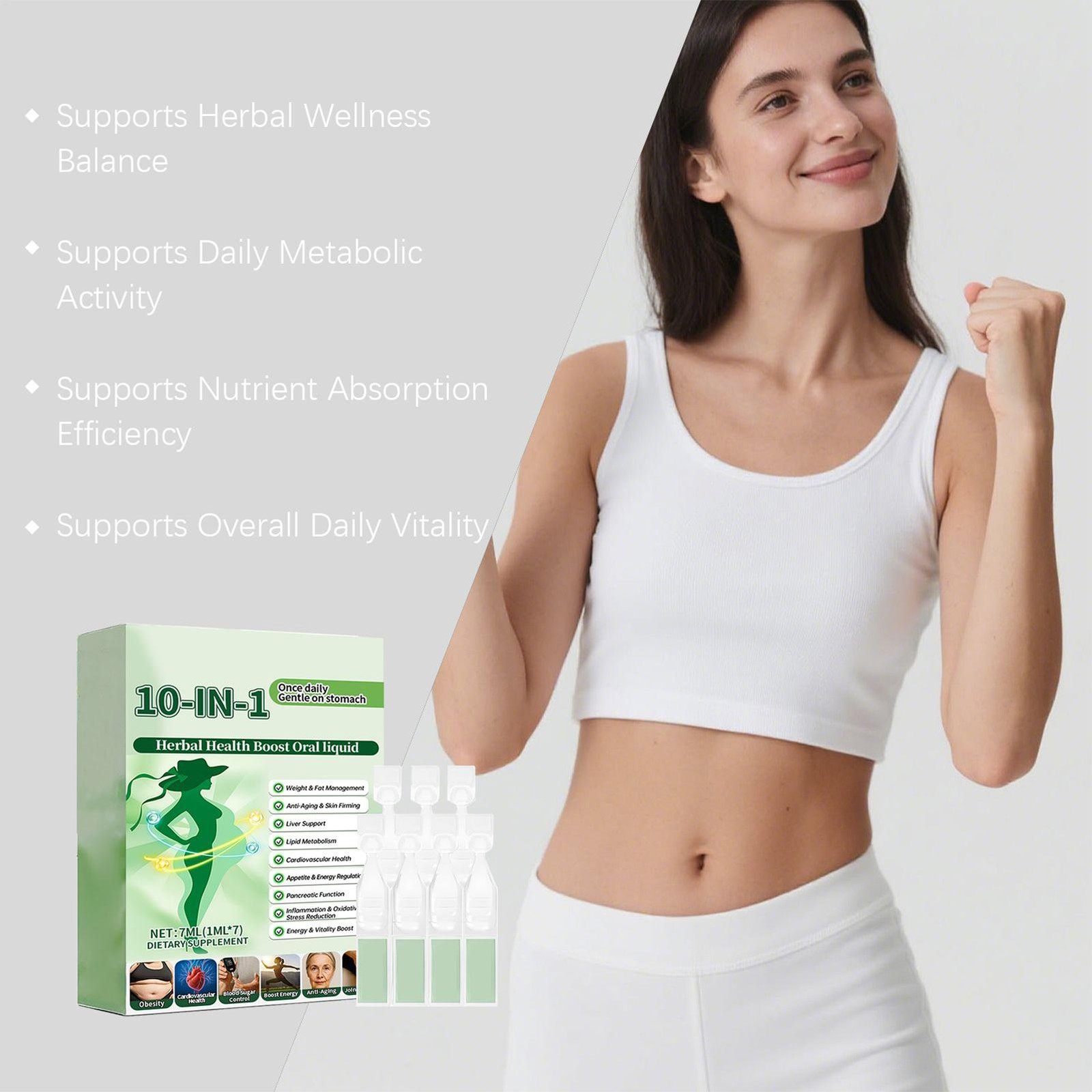 Premium 10 in1 Herbal Health Boost Oral Liquid – Weight & Fat Management Skin Fi