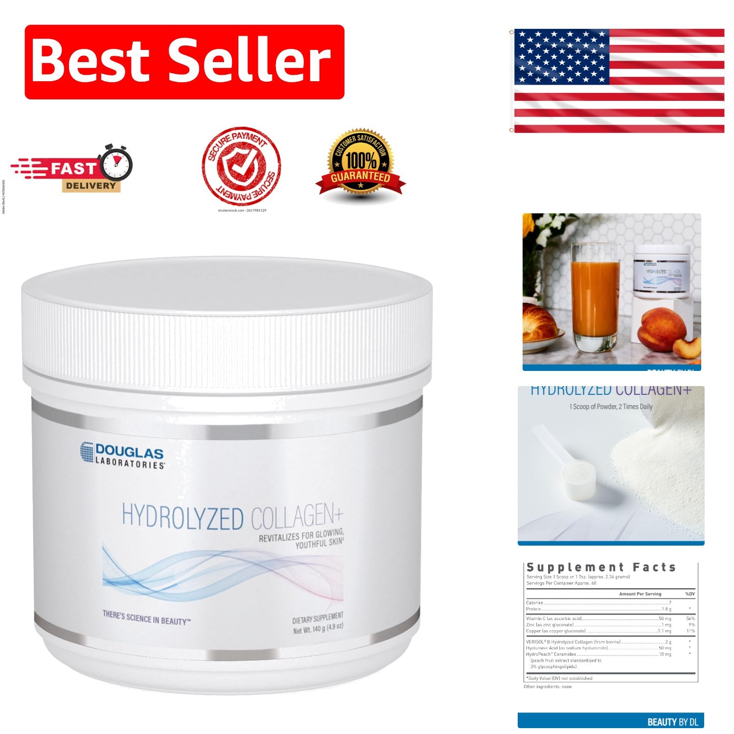 Hydrolyzed Collagen+ Powder – 4.9 Oz for Youthful, Radiant Skin & Hydration