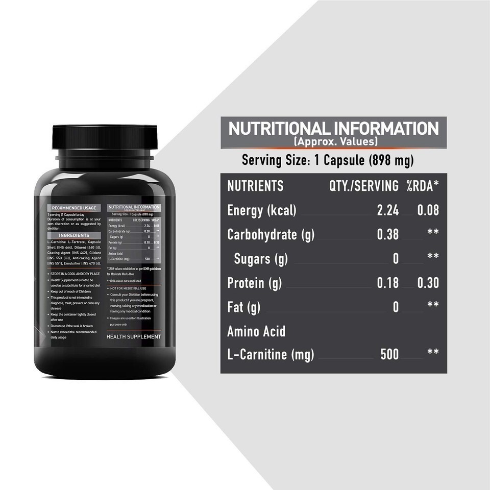 MuscleBlaze L-Carnitine L-Tartrate Helps Convert Fat into Energy For Men & Women