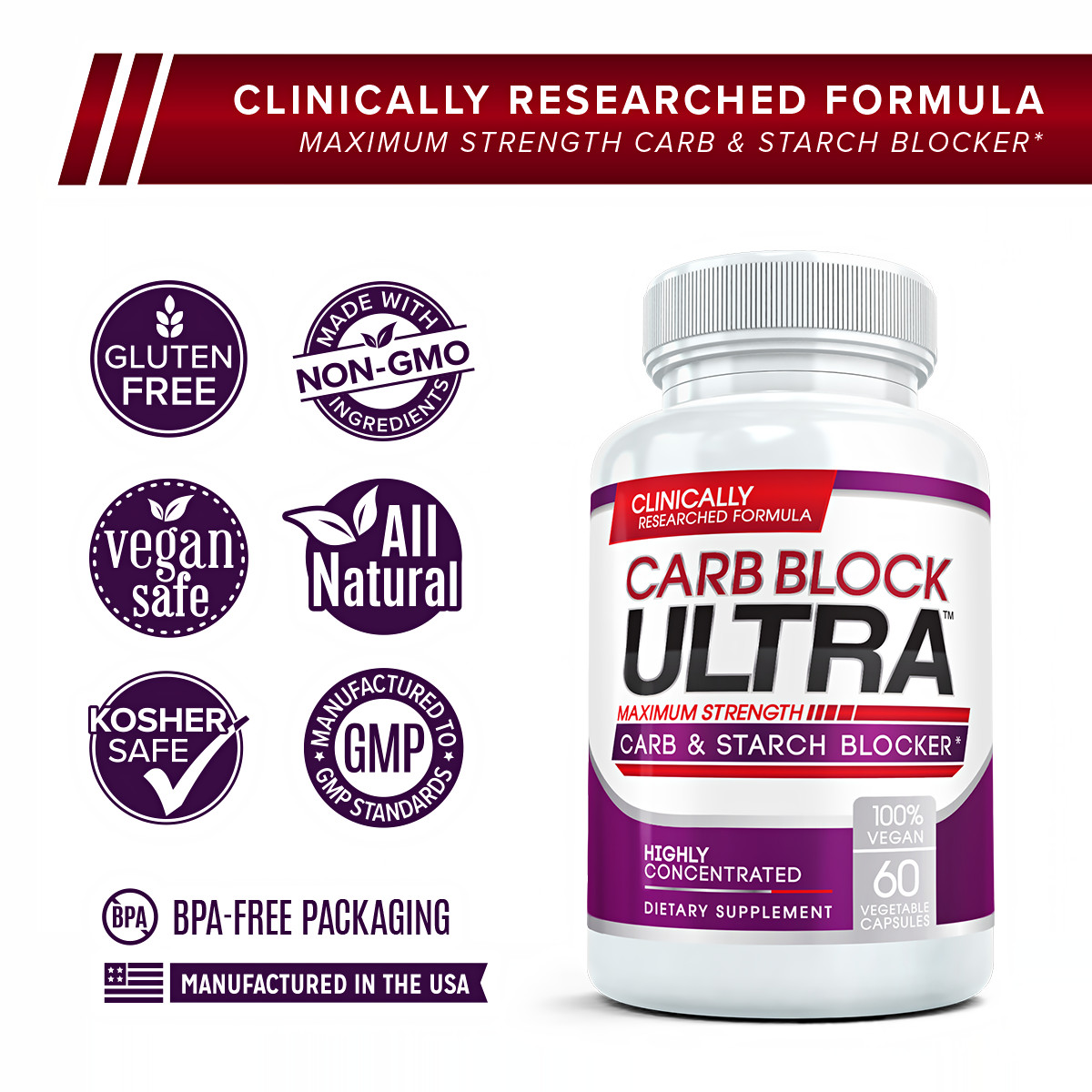 CARB BLOCK ULTRA Starch Blocker Diet Cheat Pill for Rapid Weight Loss