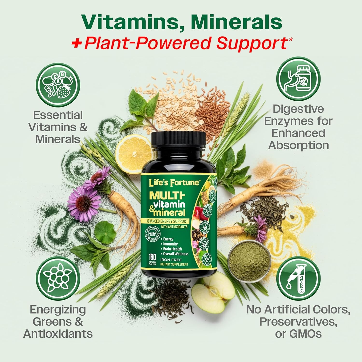 Life’s Fortune Multi Vitamin Mineral Natural Energy 180
