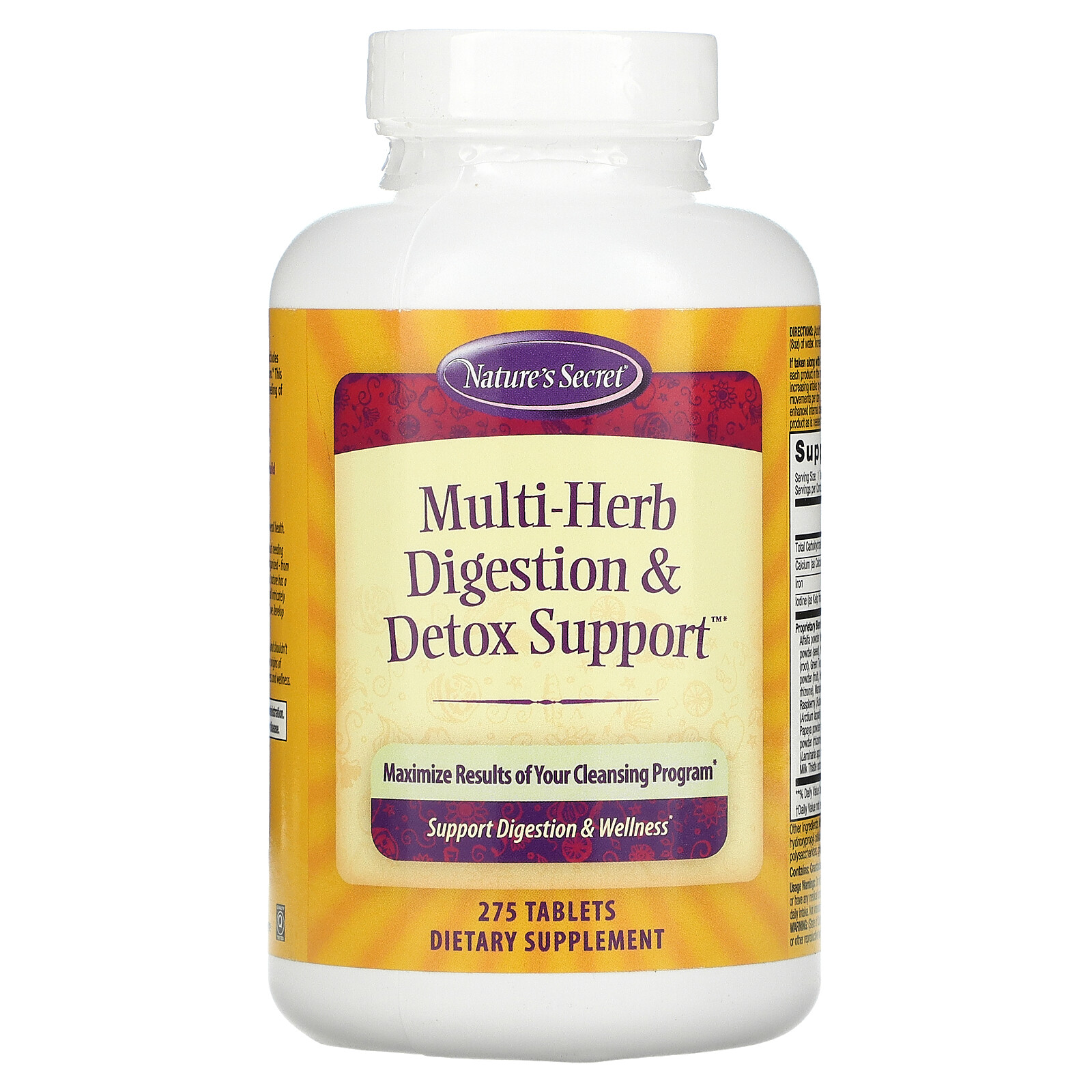 Nature s Secret Multi-Herb Digestion Detox Support 275 Tablets No Artificial