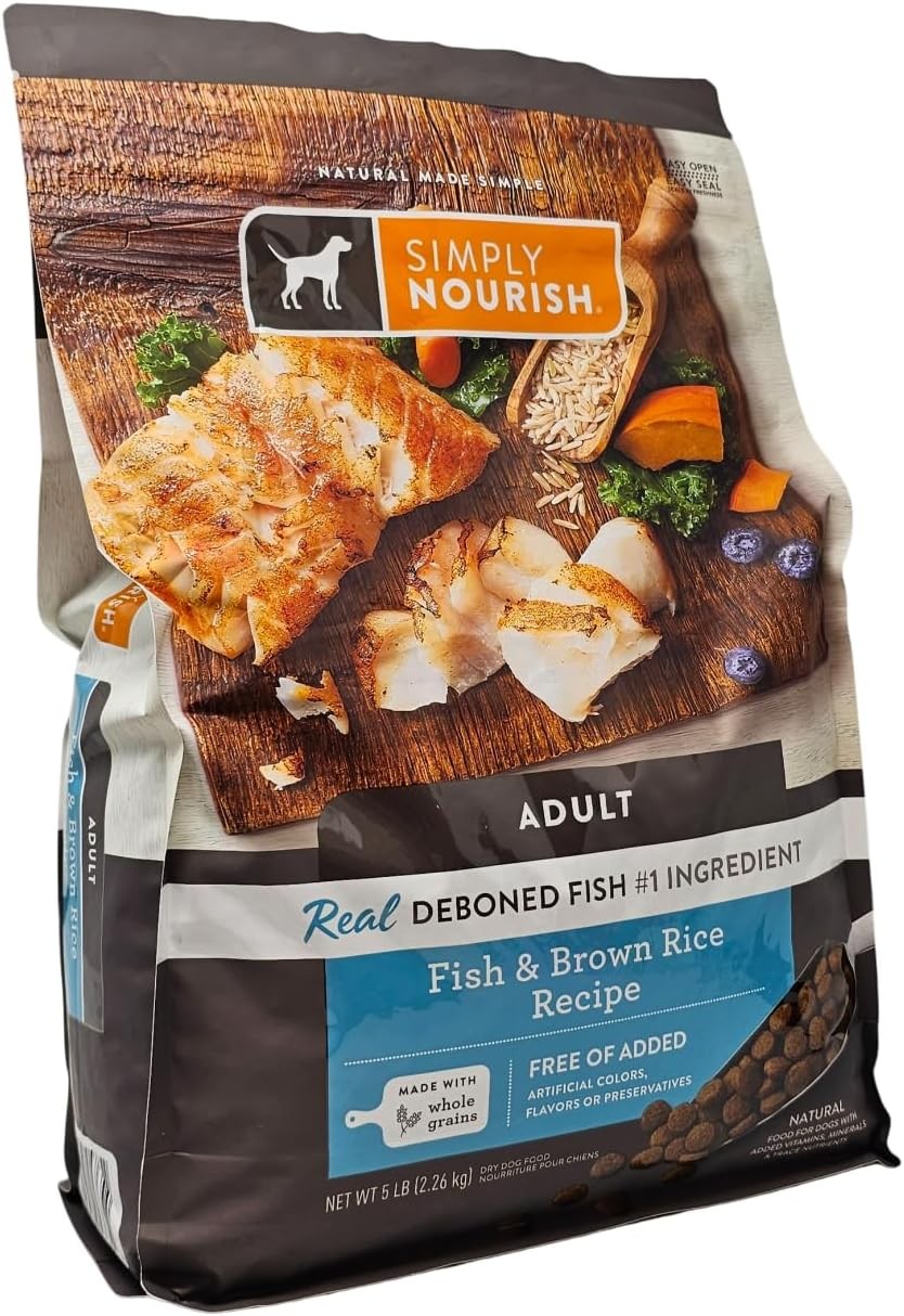 Simply Nourish Adult Fish and Brown Rice Dry Dog Food,1-5 Pound Bag