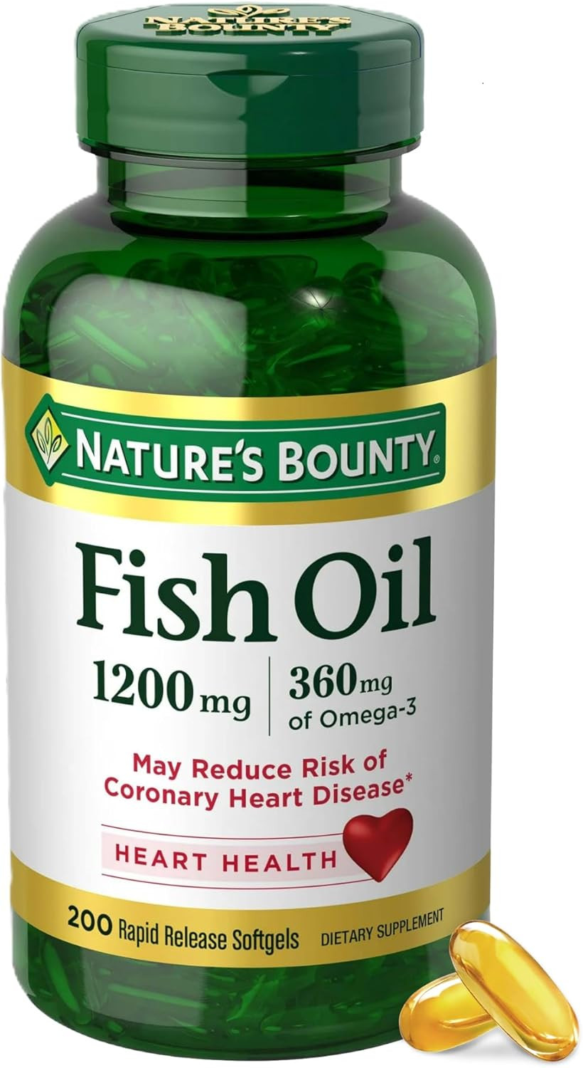 Nature’s Bounty 200 Pack Fish Oil 1200 mg Supplements – Heart Health BB: 03/26
