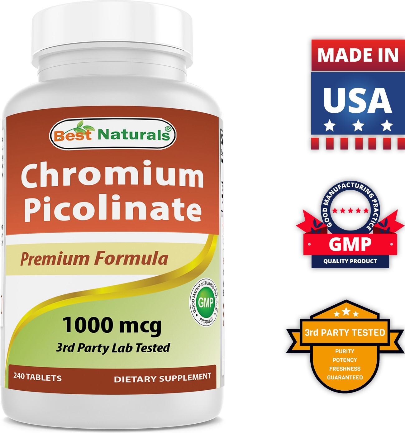 Best Naturals Chromium Picolinate 1000mcg 240 Tablets