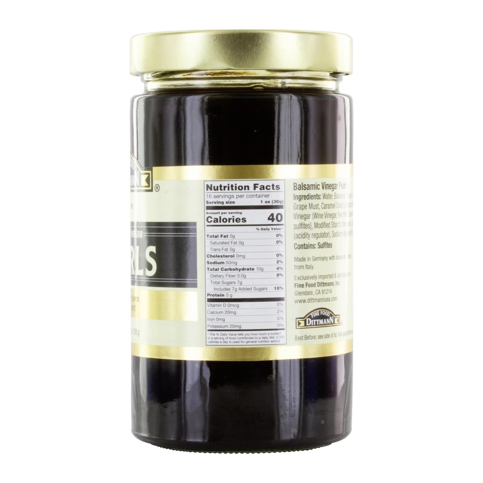 Dittmann Balsamic Vinegar Pearls 24.69oz Glass Jar Made in Italy Imported Fresh