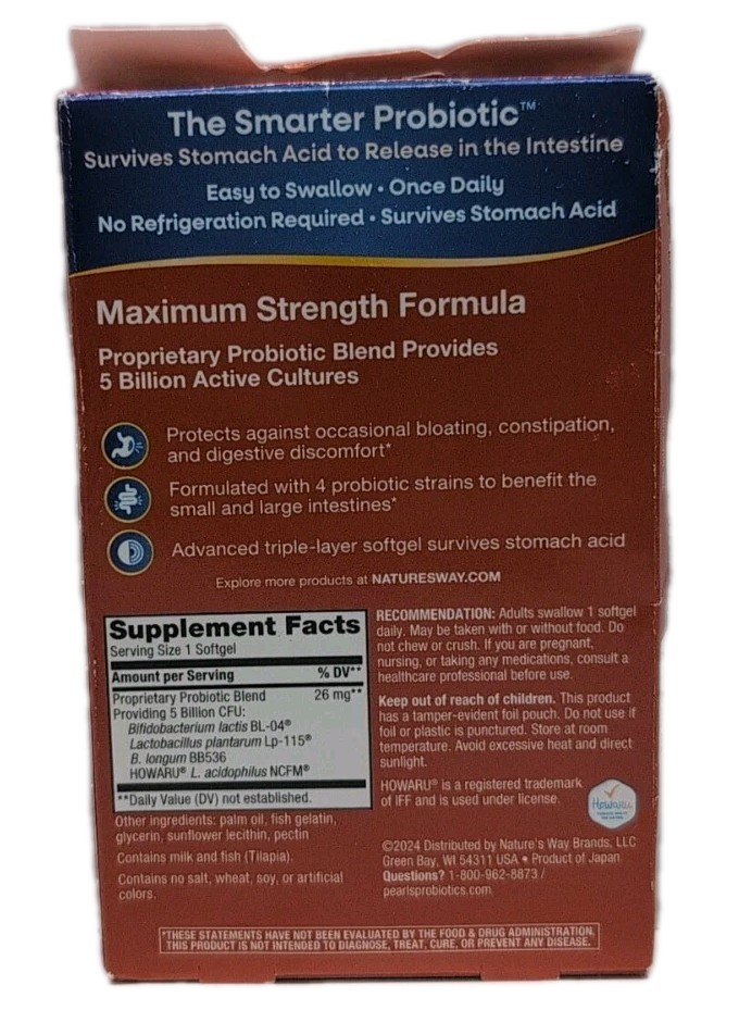 Natures Way MAX POTENCY Probiotic Digestive & Immunity 30 PEARLS Softgel 06/2026