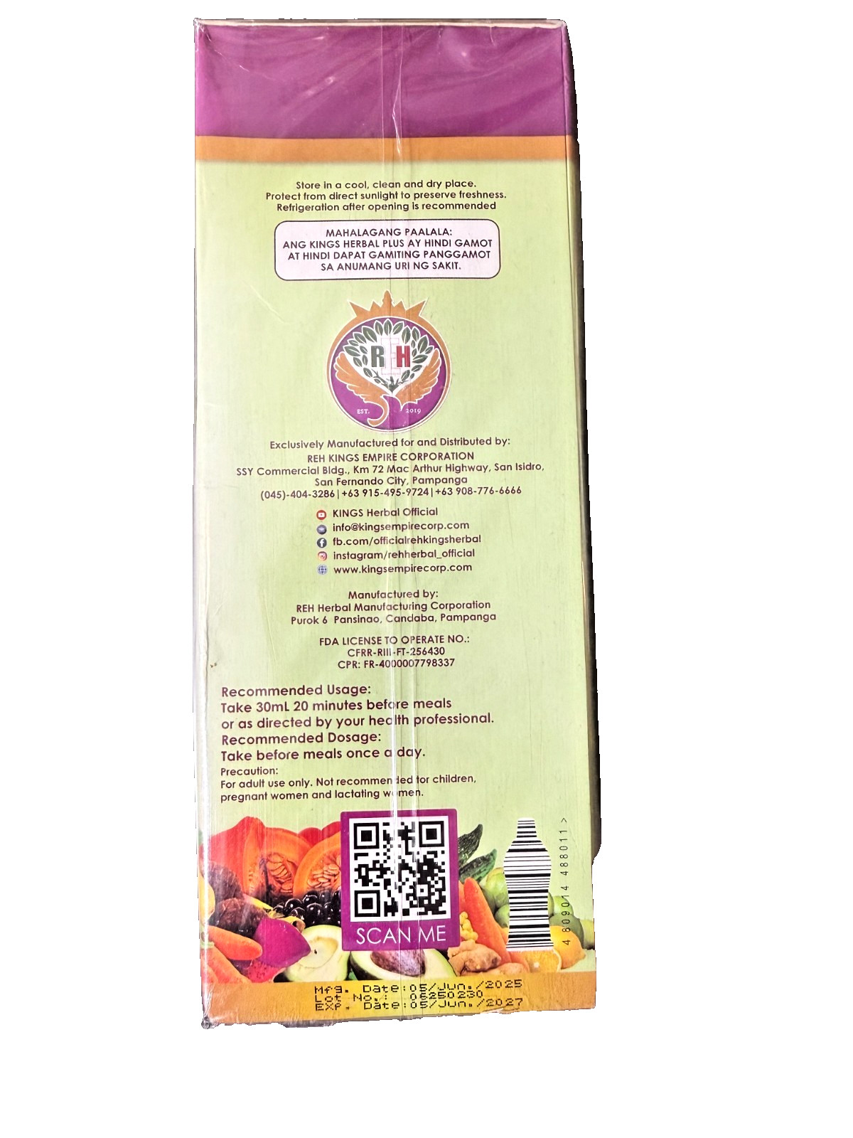 KINGS HERBAL PLUS Supplement Fruits Herbs & Vegetables Juice1000ml Free Shipping