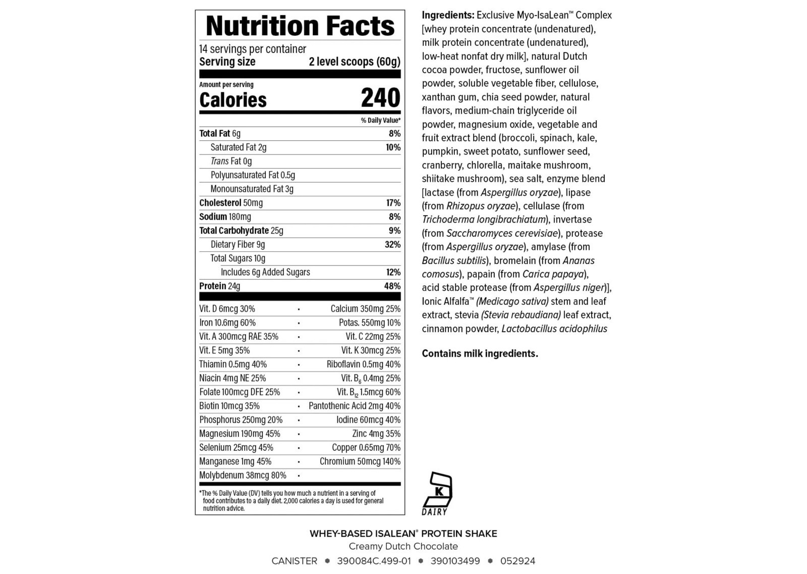 IsaLean Whey Protein Shake Powder, Creamy Dutch Chocolate, 29.6 oz Metabolism