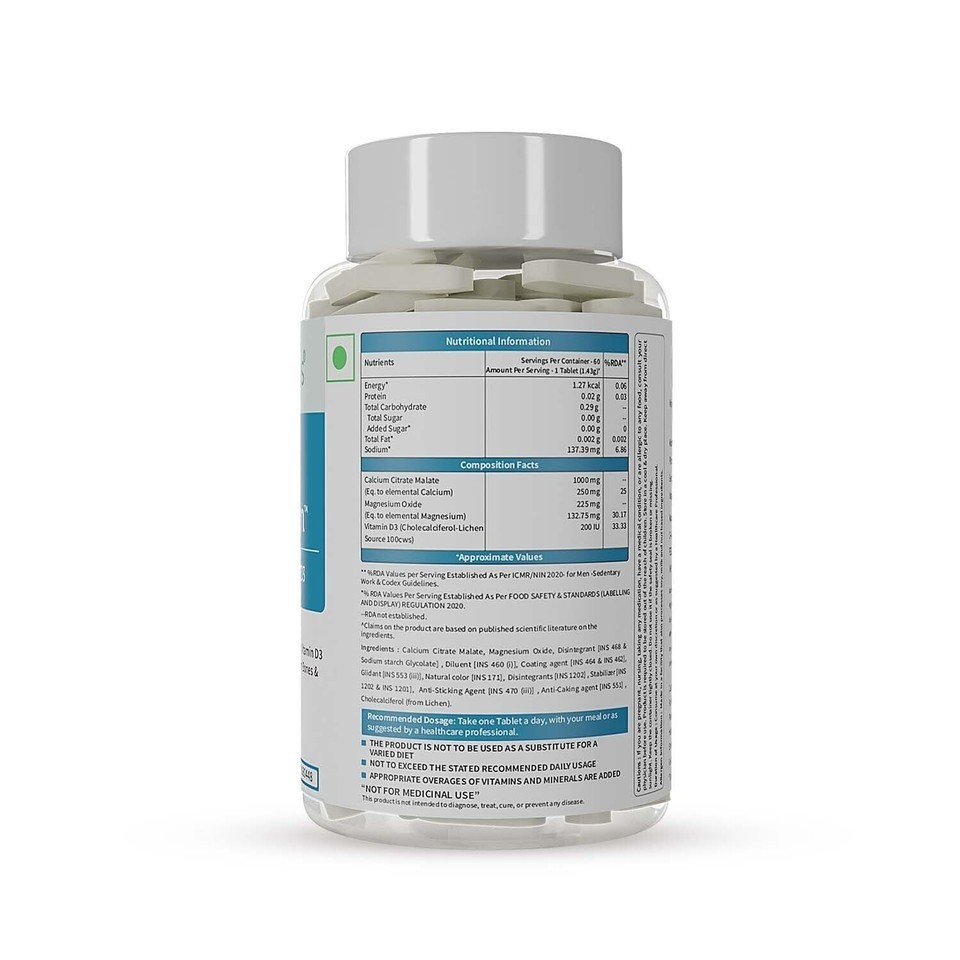 Neuherbs True Calcium 1000mg Supplement For Men & Women Vitamin D3 – 60 Tabs
