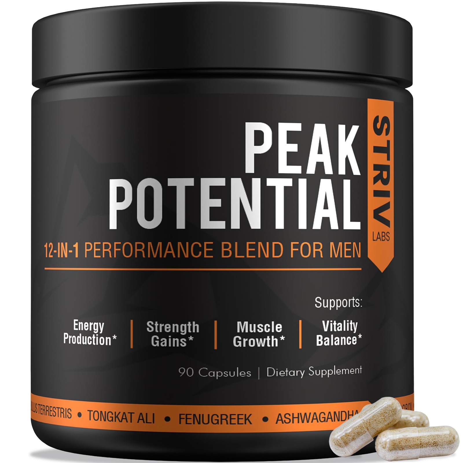 STRIVLABS Peak Potential 12 in 1 Testosterone Support for Men Fenugreek
