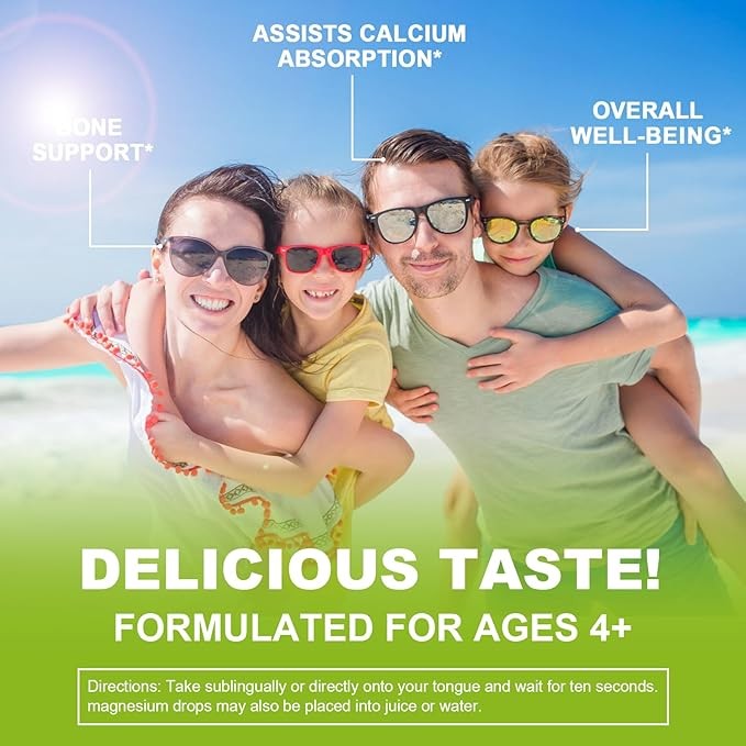 Calcium Magnesium Liquid Drops with Vitamin D3 K2 Zinc Potassium Seamoss 2oz