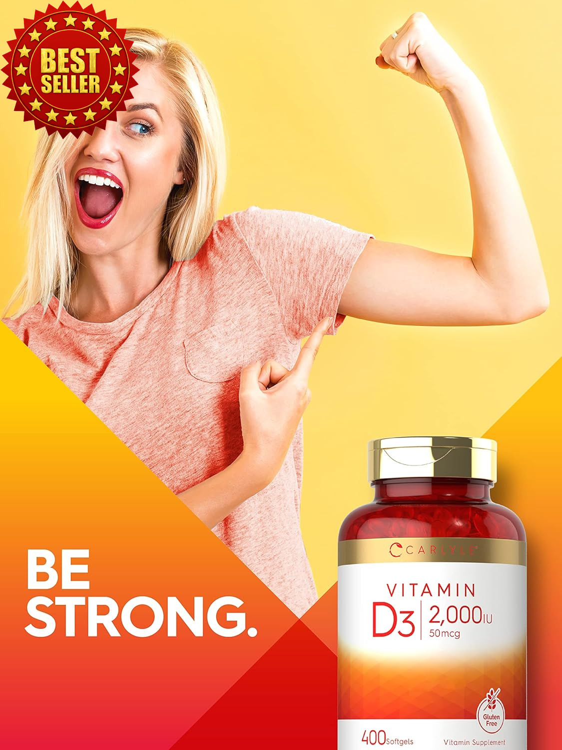 Carlyle Vitamin D3 Softgels 2000IU 50 Mcg 400 Count Non-gmo Gluten Free