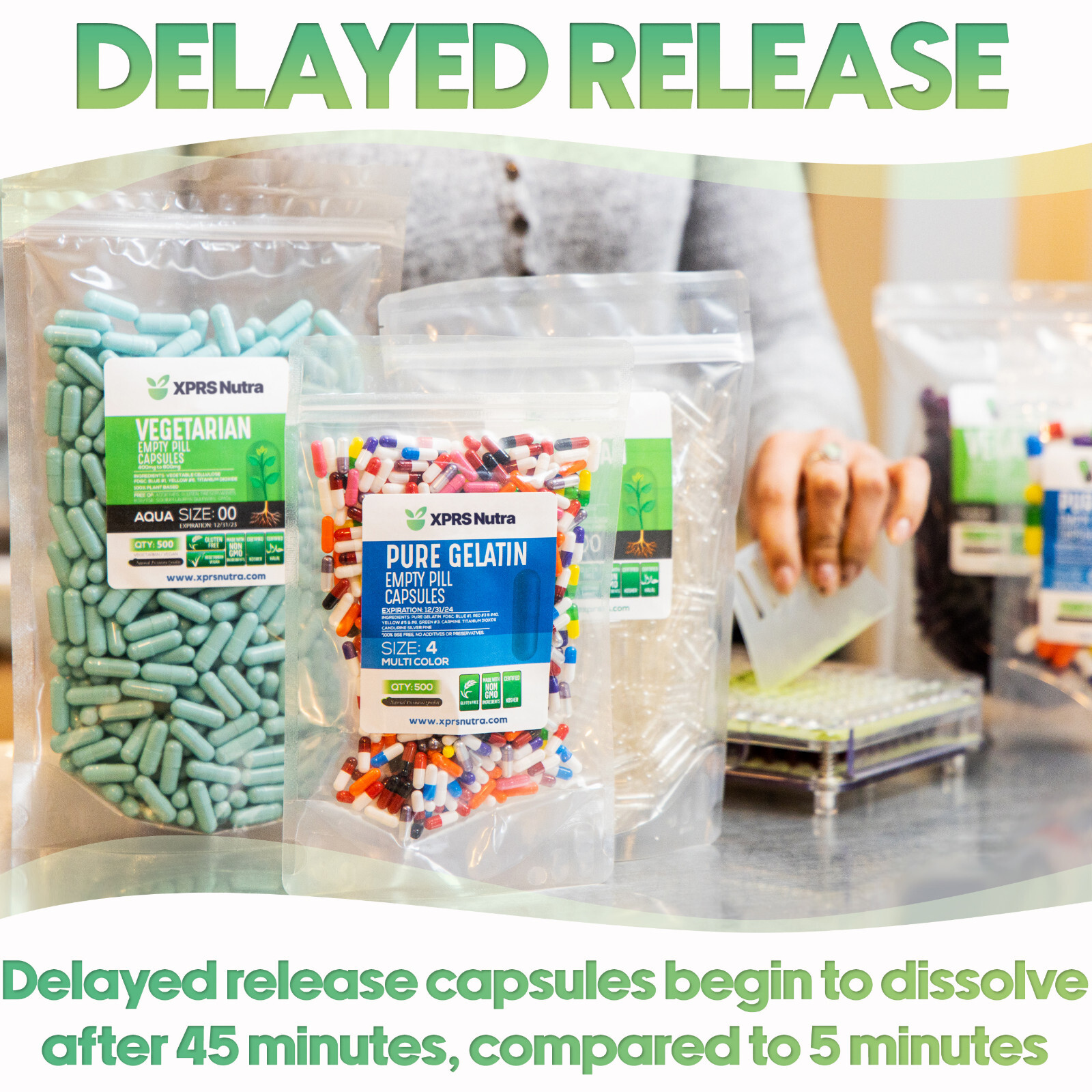 Capsules Express Size 2 Delayed Release Empty Vegan Capsules Pills Vegetable DIY