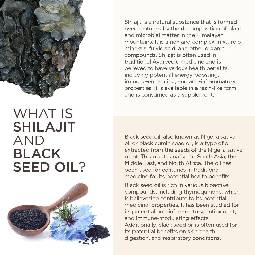 Pure Shilajit Gummies with Black Seed Oil – Energy Boost, Immune Support – 60Pcs