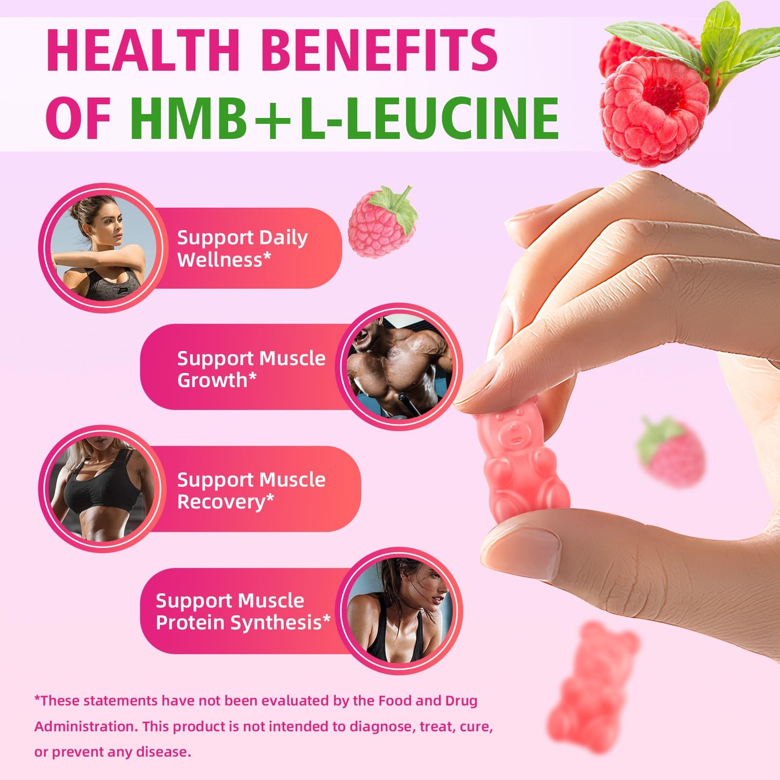 MEENCCD HMB and L-Leucine Gummies, Leucine Amino 60 Count (Pack of 1)