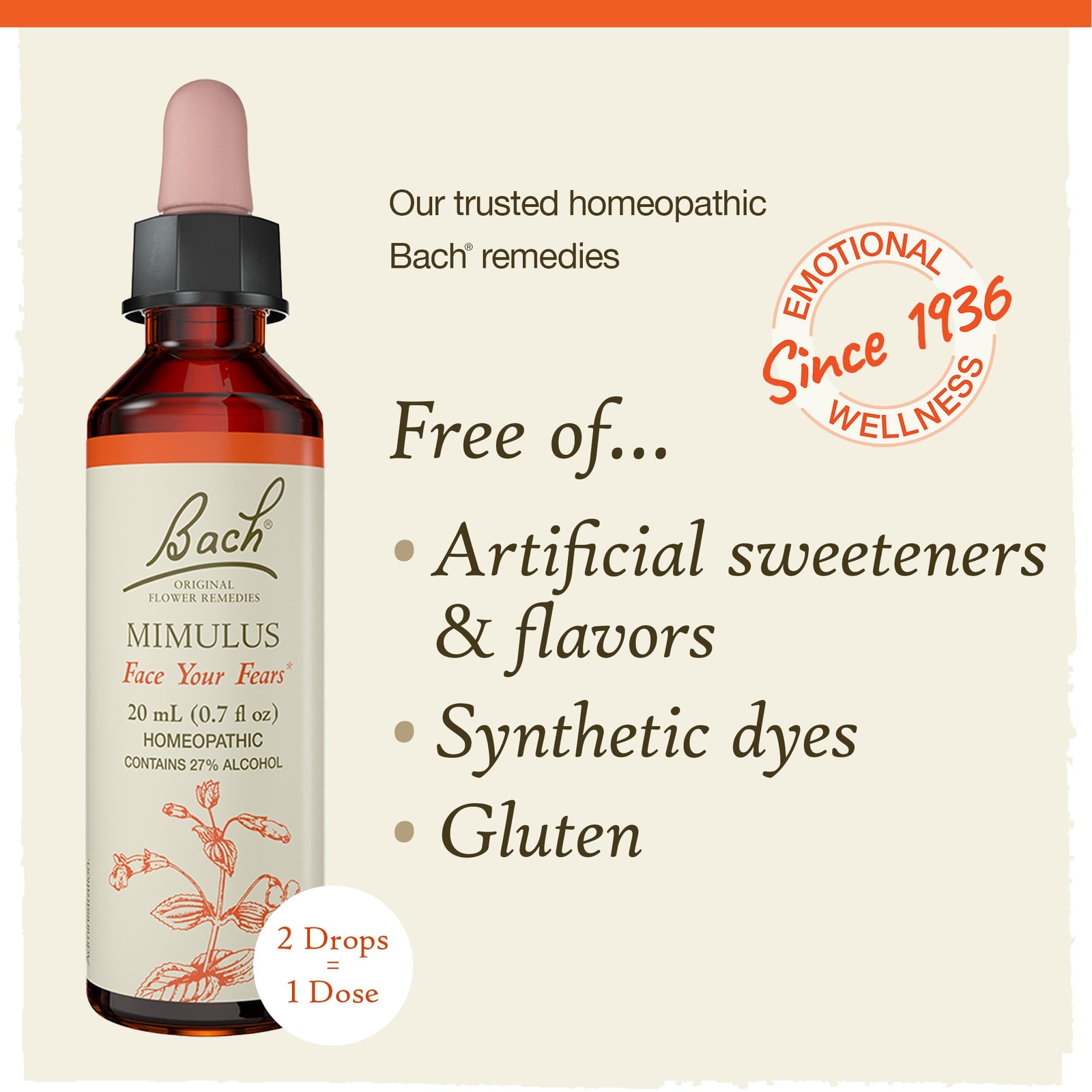 Bach Face Your Fears Homeopathic Remedy 0.7 Fl Oz Courage Against Fear